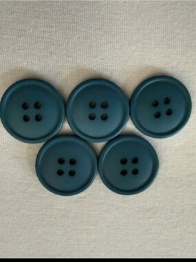 EUVC 1 Inch Matte Plastic Dark Teal Four-Hole Buttons - Pack of 5